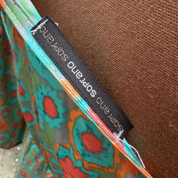 Soprano One Shoulder Floral Multi Color Mini Dress, Silky Boho Draping Women’s M - Picture 5 of 10